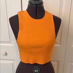 Aerie Bright Orange Ribbed Crop Top